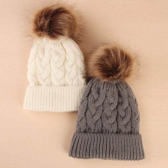 SHEIN Other - 2pcs Baby Pom Pom Decor Beanie